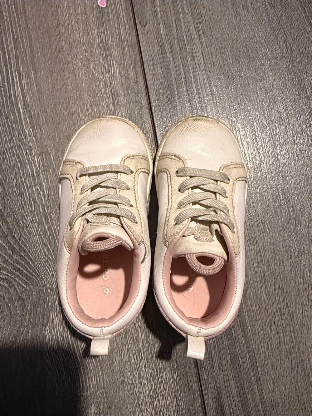 Carter's White and Light Pink Toddler Sneakers - Picture 6 of 6
